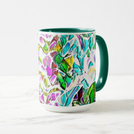 Taza Formas abstractas muy coloreadas flotando en el es