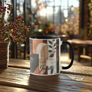Taza Formas botánicas abstractas en tonos neutros cálid