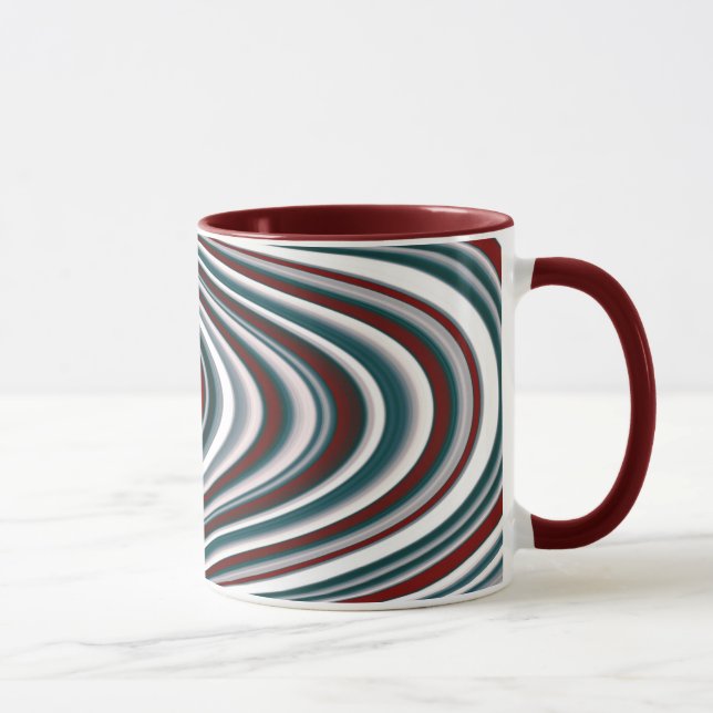 Taza Formas curvadas de resumen rojo y azul Verde azula (Derecha)