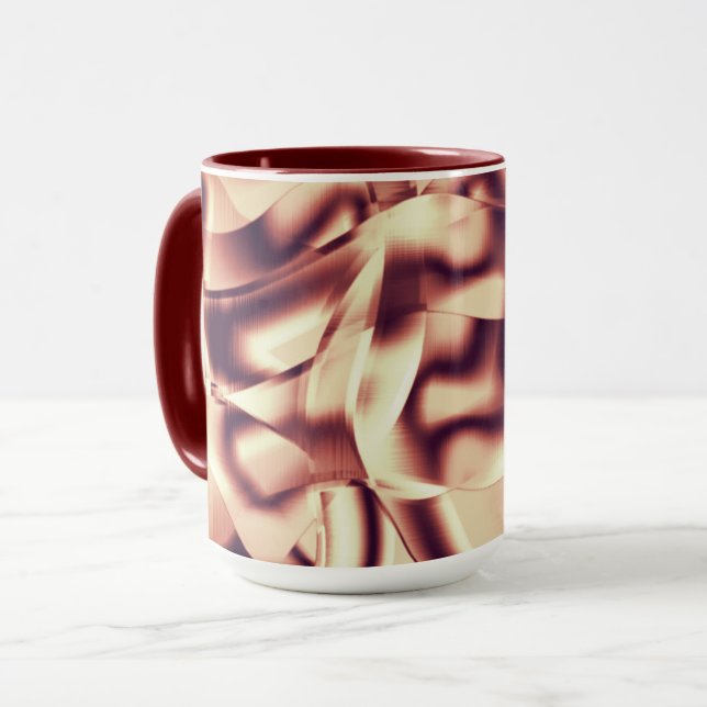 Taza Formas curvadas, rojas o burdeos, de tono beige (Anverso izquierdo)