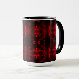 Taza Formas em vermelho 'flutuando' sobre fundo preto.