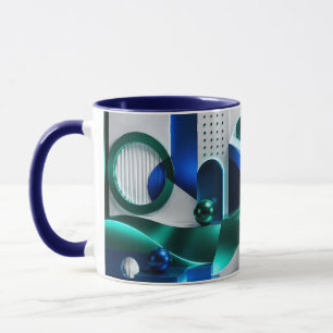 Taza Formas Geométricas Abstractas Vibrantes Azul Y Ver