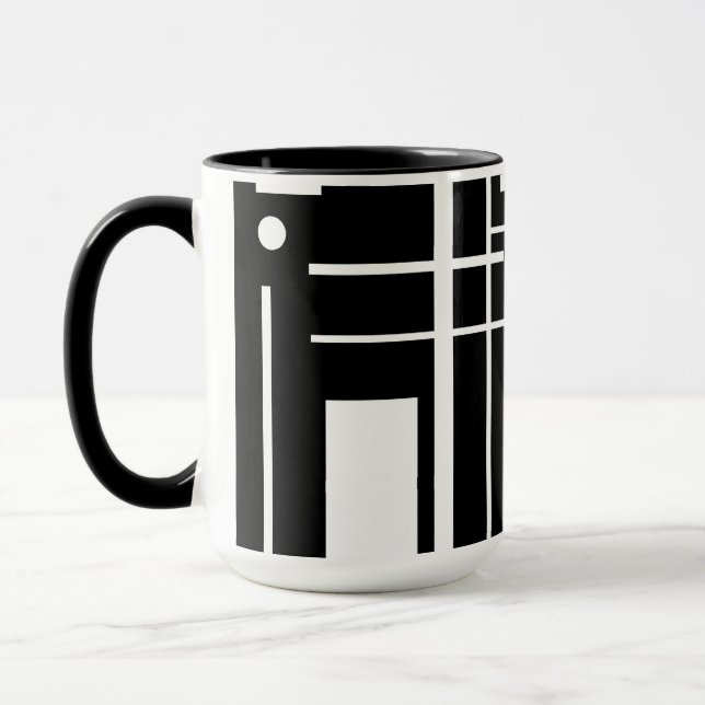 Taza Formas Geométricas Blancas En El Café Negro (Izquierda)