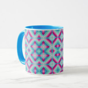 Taza Formas geométricas de abstracción azul rosa turque