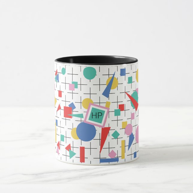 Taza Formas geométricas de arte pop de los años 80 y cu (Centro)