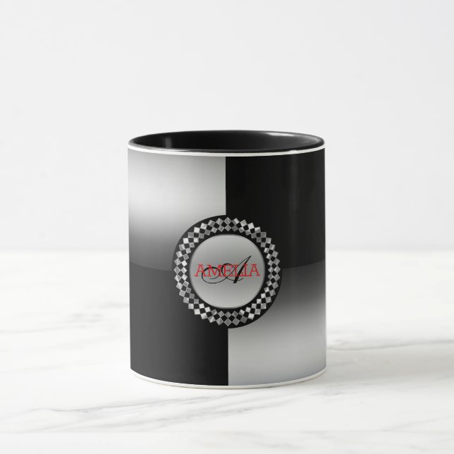 Taza Formas geométricas de plata y negro (Centro)