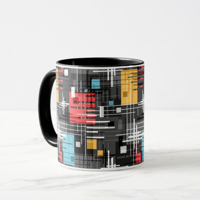 Taza Formas geométricas modernas abstractas rayadas ali (Anverso izquierdo)