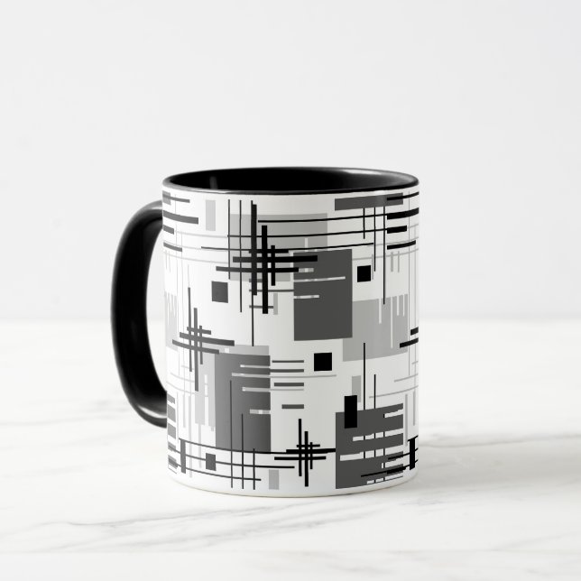 Taza Formas geométricas modernas abstractas rayadas del (Anverso izquierdo)