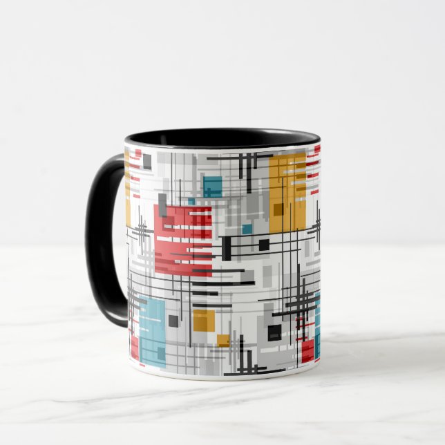 Taza Formas geométricas modernas abstractas rayadas rec (Anverso izquierdo)