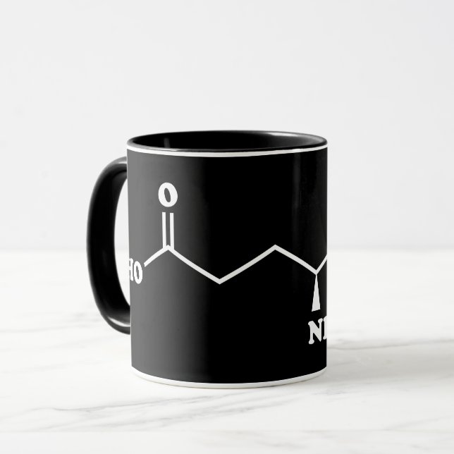 Taza Fórmula química de la Molécula de glutamato monosó (Anverso izquierdo)