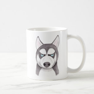 Taza fornida feliz del perro de la cara fornida