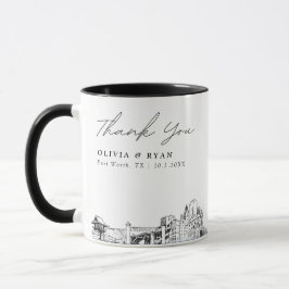 Taza Fort Worth Texas Sketch Simple Wedding Mug