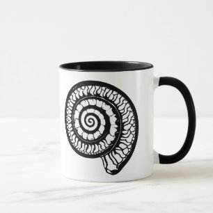 Taza Fósil amoniita - concha espiral