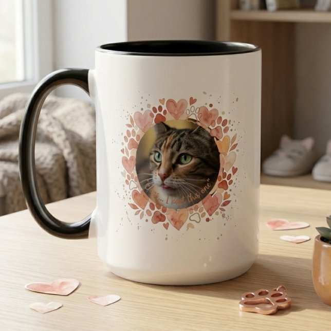 Taza Foster Fail Pet Photo Heart Wreath Gift (Foster failure celebration pet adoption mug)