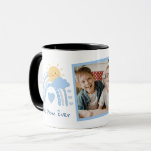 Taza Foto Arcoíris Azul Pastel Mejor Mamá del Mund