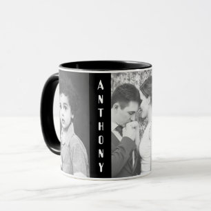Taza Foto blanco y negro de encargo y nombre del
