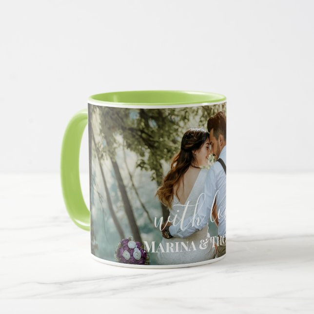 Taza Foto Boda personalizada con caligrafía moderna (Anverso izquierdo)