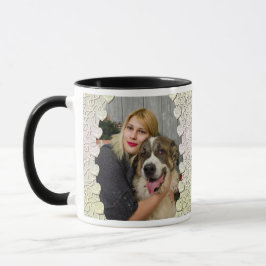 Taza Foto con brillo personalizada con corazones decora