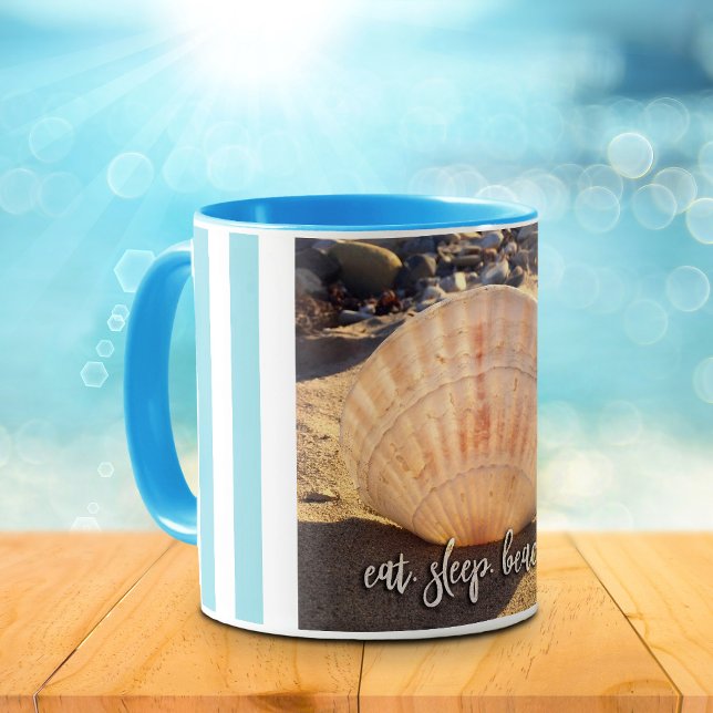 Taza Foto costera de la concha de mar Eat Sleep Beach S (Subido por el creador)