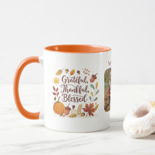 Taza Foto de Acción de Gracias Agradecido Bendito
