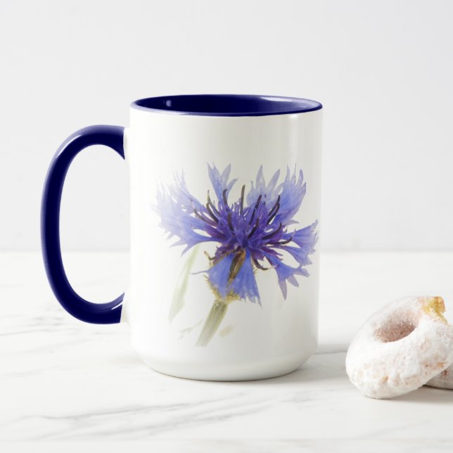Taza Foto de Blue Cornflower - (Con donut)