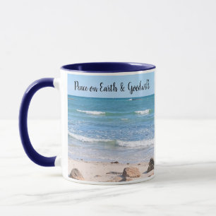Taza Foto de Blue Ocean Peace on Earth Bible Verse