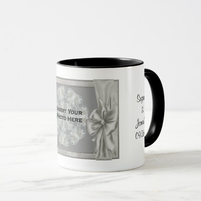 Taza Foto de boda personalizada en plata (Anverso derecho)