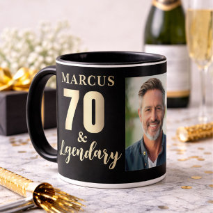 Taza Foto de cumpleaños 70 & Legendario Dorado 70
