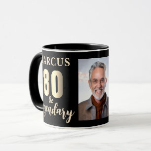 Taza Foto de cumpleaños 80 & Legendario Dorado 80