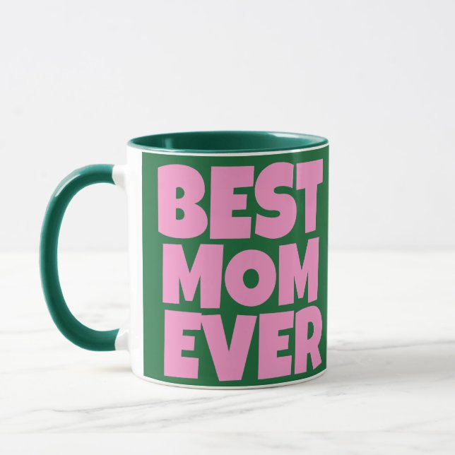 Taza Foto de Día de la Madre rosa verde retro (Izquierda)