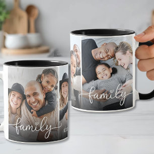 Taza Foto de familia con nombre personalizado en guión