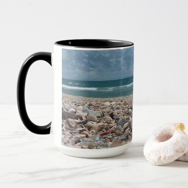Taza Foto de Florida Seashell Atlantic Ocean Beach (Con donut)