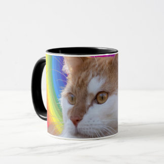 Taza Foto de gato colorido arcoíris lindo