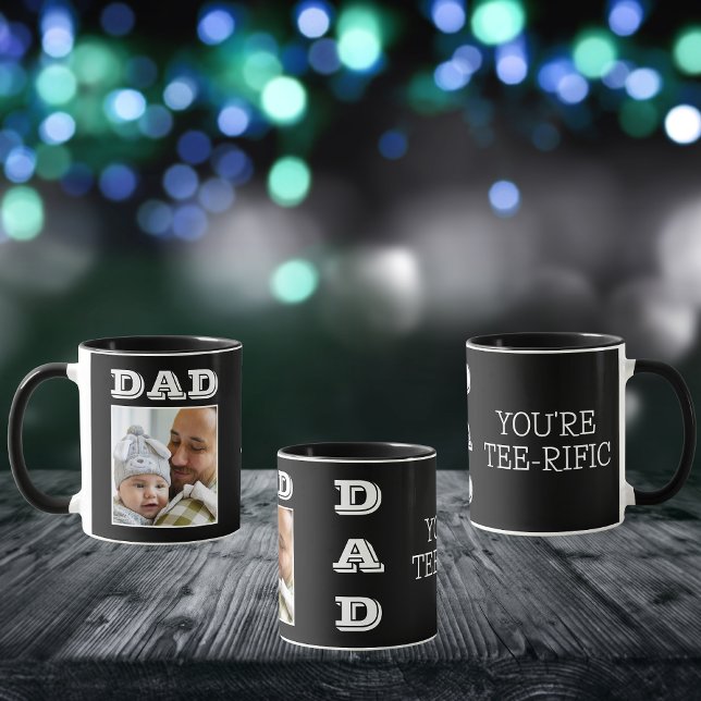 Taza Foto De Golf Black And White Best Dad (Front, Side And Back)