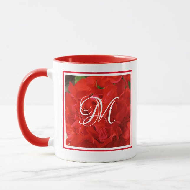 Taza Foto de inicio floral brillante de Geranium rojo (Izquierda)