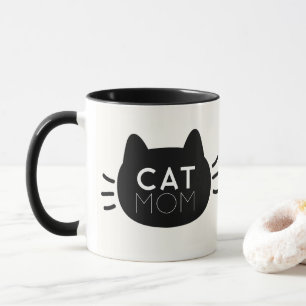 Taza Foto de la cara del gato negro de la madre del gat
