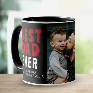 Taza Foto de la familia roja negra de Best Dad