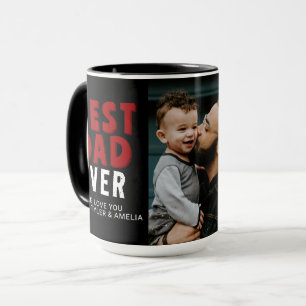 Taza Foto de la familia roja negra de Best Dad