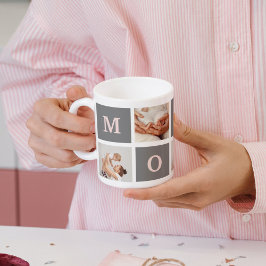 Taza Foto de la mejor mamá de color rosa y gris