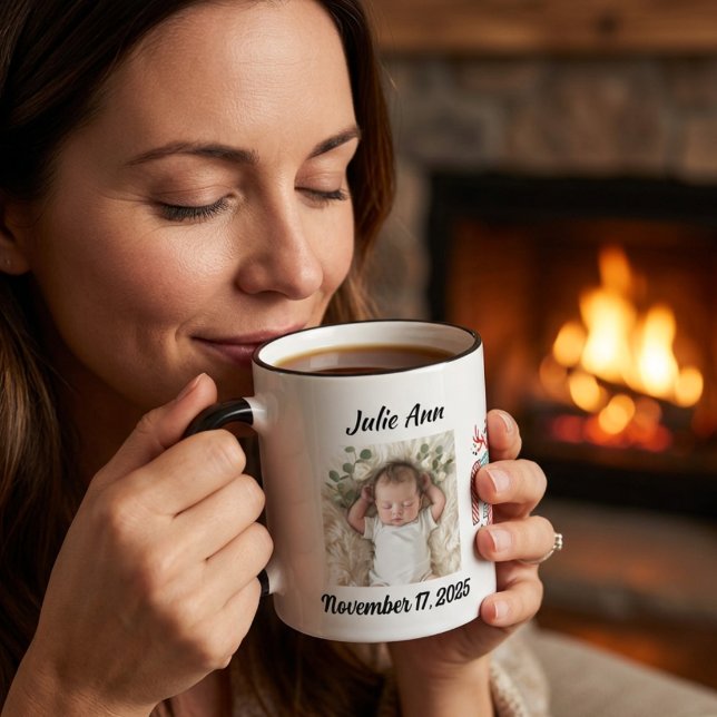 Taza Foto de la primera Navidad del bebé personalizable (Subido por el creador)