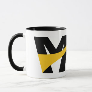 Taza Foto de letra M geométrica estilizada en negrita a