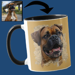 Taza Foto de Marigold Nebulosa Dorada de Boxer Negro Am
