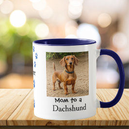 Taza Foto de Mascota Dachshund Pata Azul Personalizar