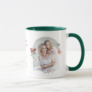 Taza Foto de Navidad con lazo rosa grandmillennial y mu