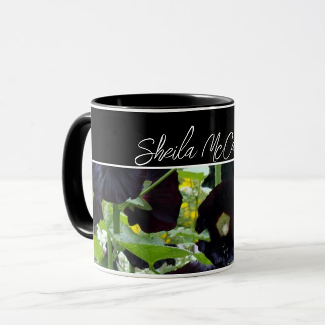 Taza Foto de Ohio Black Hollyhocks (Anverso izquierdo)