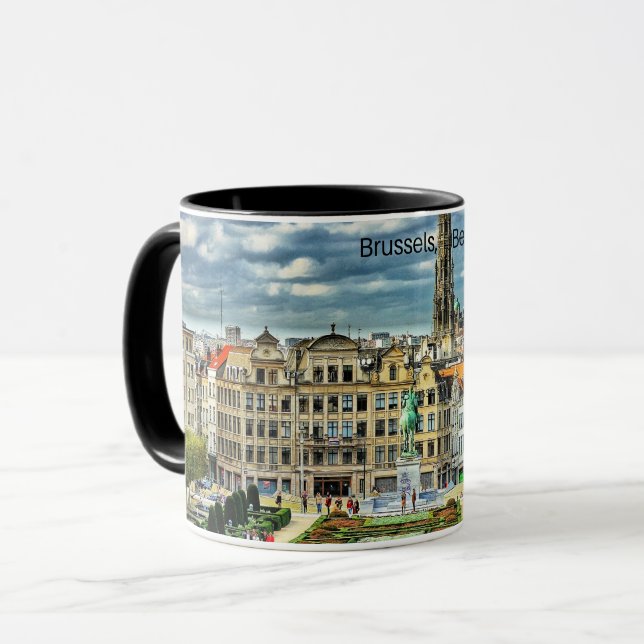 Taza Foto de paisajes urbanos de Bruselas, Bélgica (Anverso izquierdo)