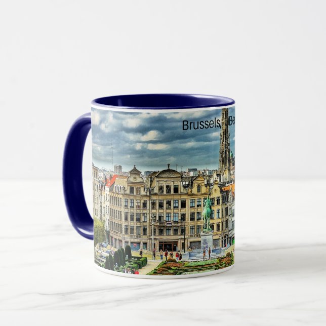 Taza Foto de paisajes urbanos de Bruselas, Bélgica (Anverso izquierdo)