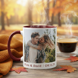 Taza Foto de pareja de recién casados feliz