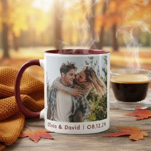 Taza Foto de pareja de recién casados feliz