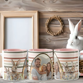 Taza Foto de Pastel Stripes Pascua con conejitos